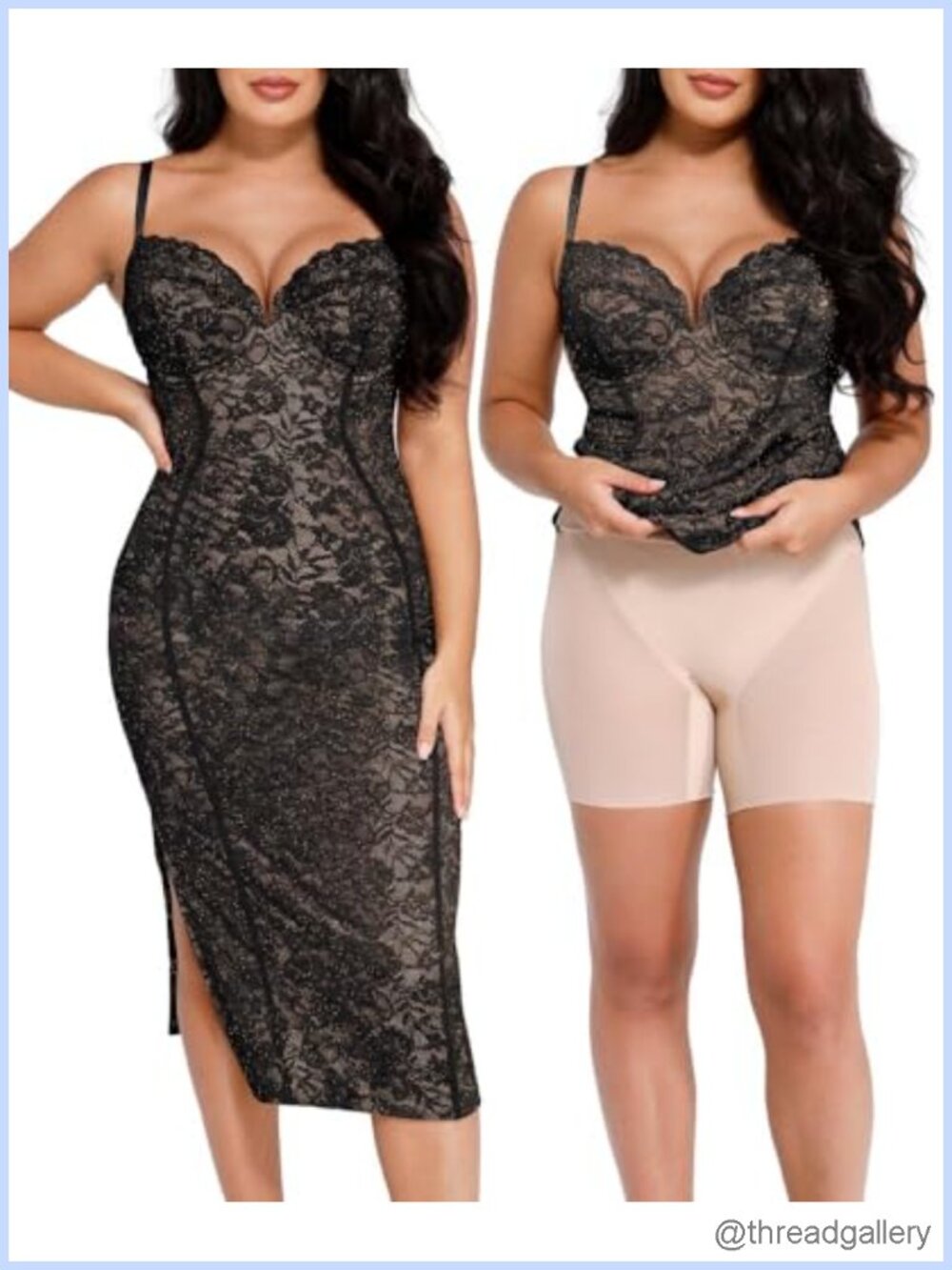 Lace Corset Cocktail Dress Built-In Shapewear Midi Formal Wedding Guest